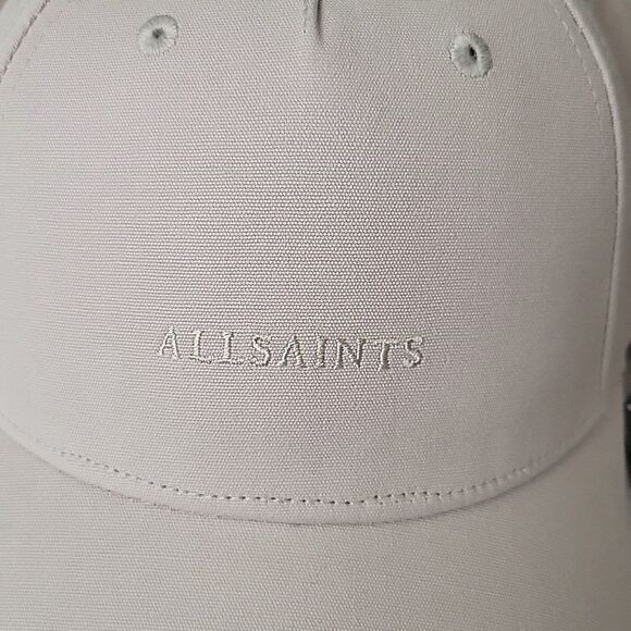 NEW ALLSAINTS neutral taupe embroidered leather strap baseball dad hat cap NWT main image 5
